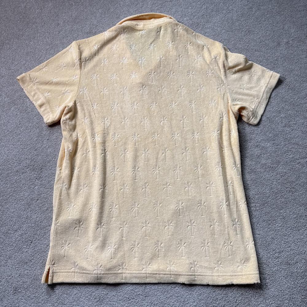 H&M Terry Polo Yellow Size M Palm Tree AOP Beach‎ Short Sleeve - Picture 7 of 7